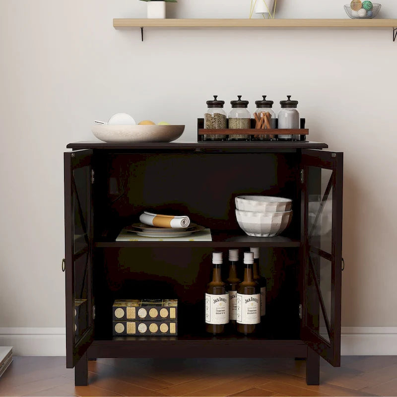 Armario de cocina con puertas dobles de vidrio