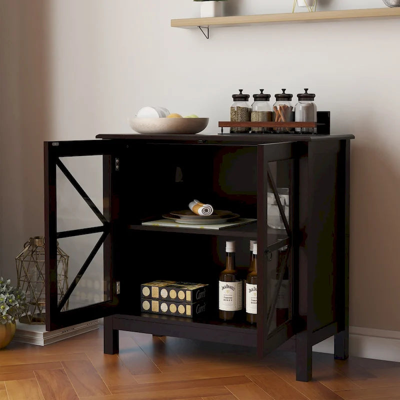 Armario de cocina con puertas dobles de vidrio