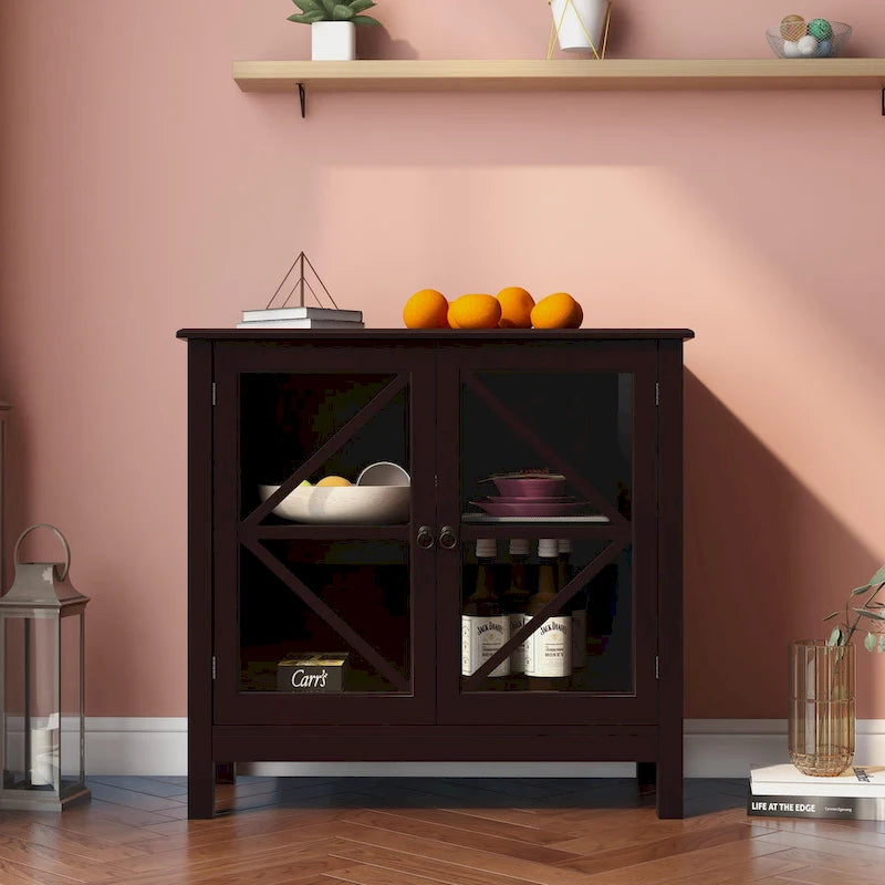 Armario de cocina con puertas dobles de vidrio