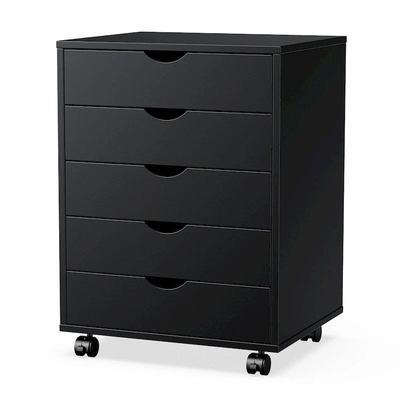 Commode à 5 tiroirs - Armoires de rangement et commodes en bois avec roulettes, organiseur mobile à tiroirs pour le bureau