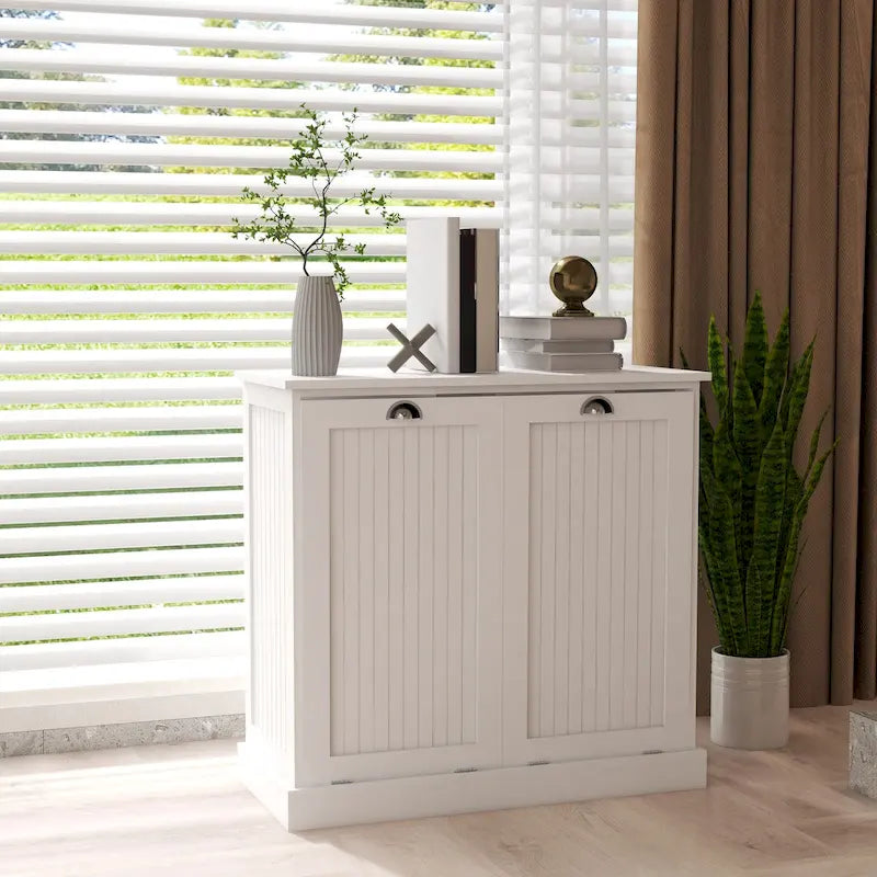 Meuble de tri du linge à deux compartiments basculants