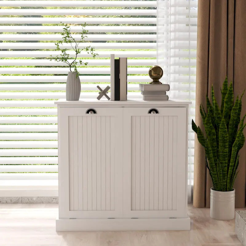 Meuble de tri du linge à deux compartiments basculants