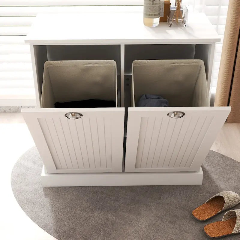 Meuble de tri du linge à deux compartiments basculants