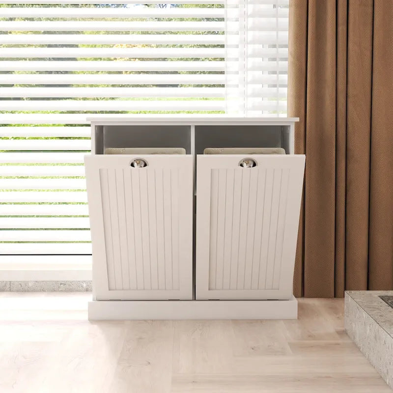 Meuble de tri du linge à deux compartiments basculants