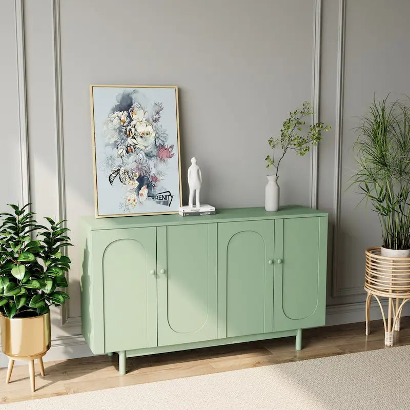 Buffet moderne et élégant à 4 portes avec décor intaglio