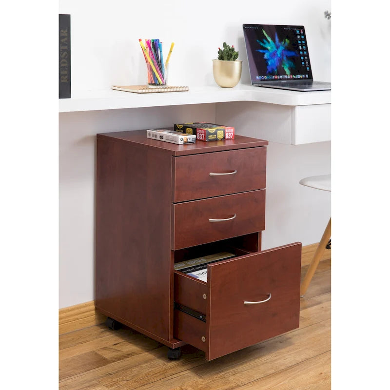 Classeur mobile avec 3 tiroirs et roulettes - Idéal pour le bureau à domicile et l’espace de travail - Se glisse sous un bureau