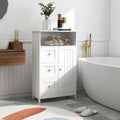 Armoire de rangement blanche pour salle de bain, à poser au sol, avec 3 tiroirs et 1 porte