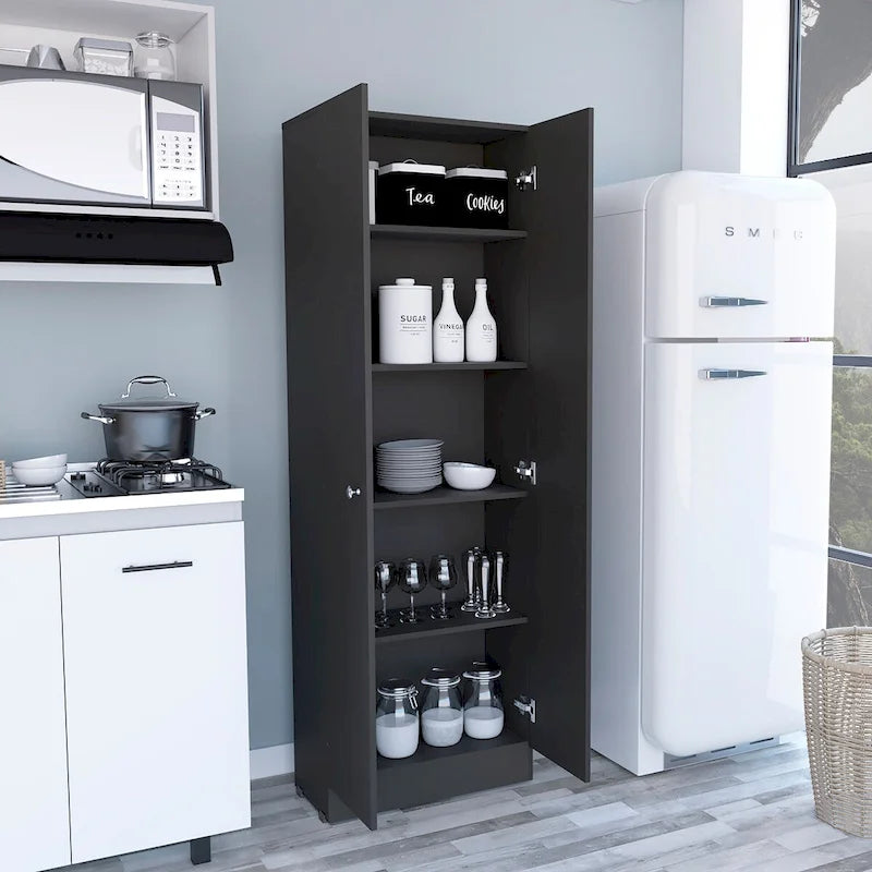 Armoire à linge autoportante avec 5 étagères, 23.6 in. W x 71.1 in. H