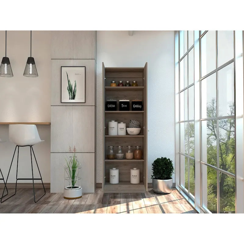 Armoire à linge autoportante avec 5 étagères, 23.6 in. W x 71.1 in. H