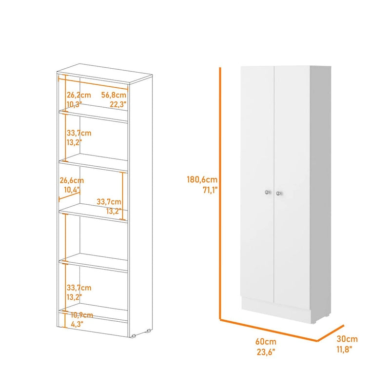 Freistehender Wäscheschrank mit 5 Einlegeböden, 23.6 in. W x 71.1 in. H