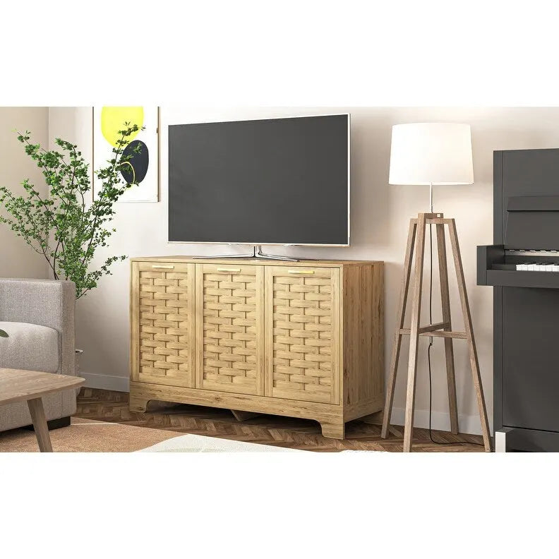 Buffet de rangement de style champêtre pour coin café, avec étagère réglable, pour cuisine, salle de bain ou entrée - 3 portes