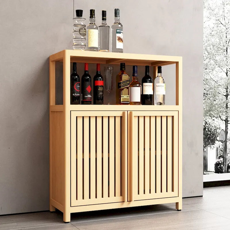 Meuble de salle de bain haut de 32, en bois, à 2 portes, couleur neutre, avec étagère intérieure