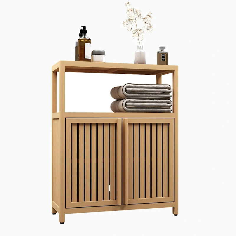 Meuble de salle de bain haut de 32, en bois, à 2 portes, couleur neutre, avec étagère intérieure