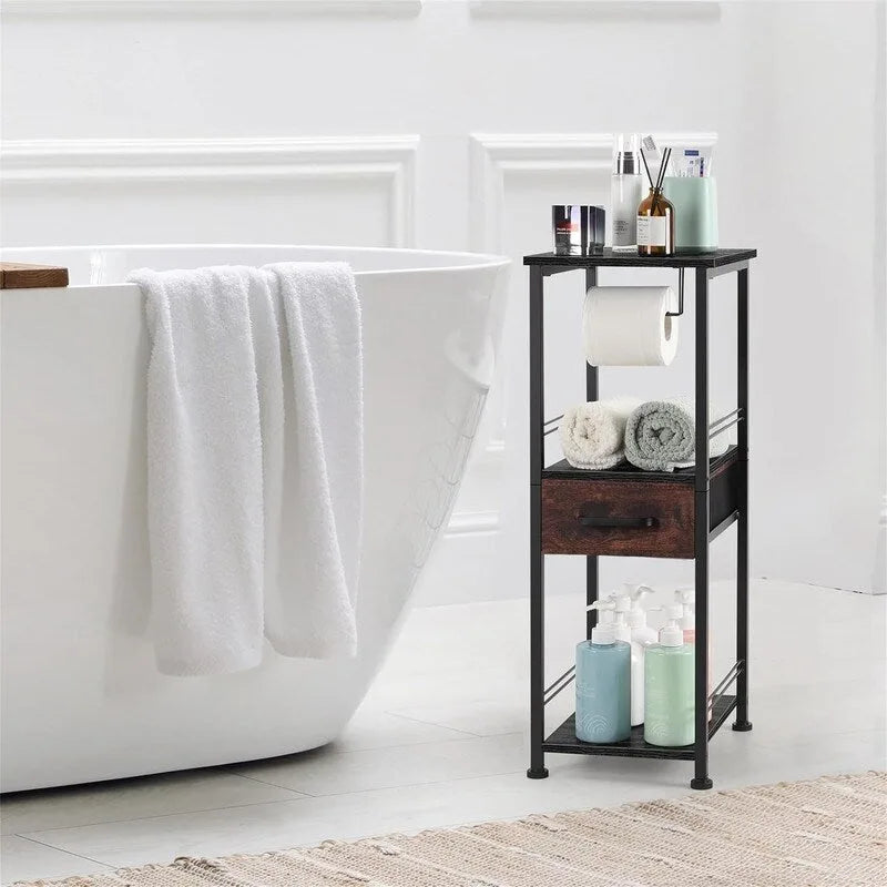 Petite étagère de rangement pour salle de bain, organisateur à 3 niveaux pour serviettes - 10.2D x 11.8W x 28.1H