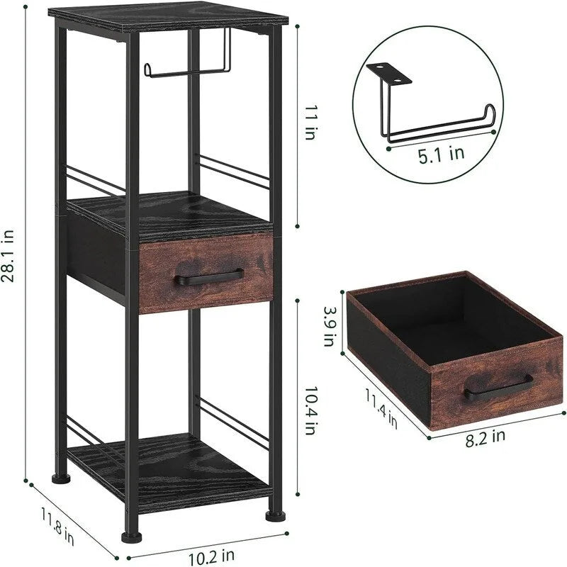 Petite étagère de rangement pour salle de bain, organisateur à 3 niveaux pour serviettes - 10.2D x 11.8W x 28.1H