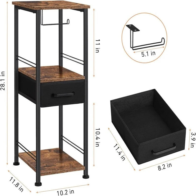 Estante organizador de almacenamiento para baño pequeño, 3 niveles para guardar toallas - 10.2D x 11.8W x 28.1H