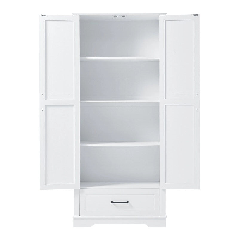 Meuble de rangement haut pour salle de bain avec 2 portes, 1 tiroir et étagère réglable
