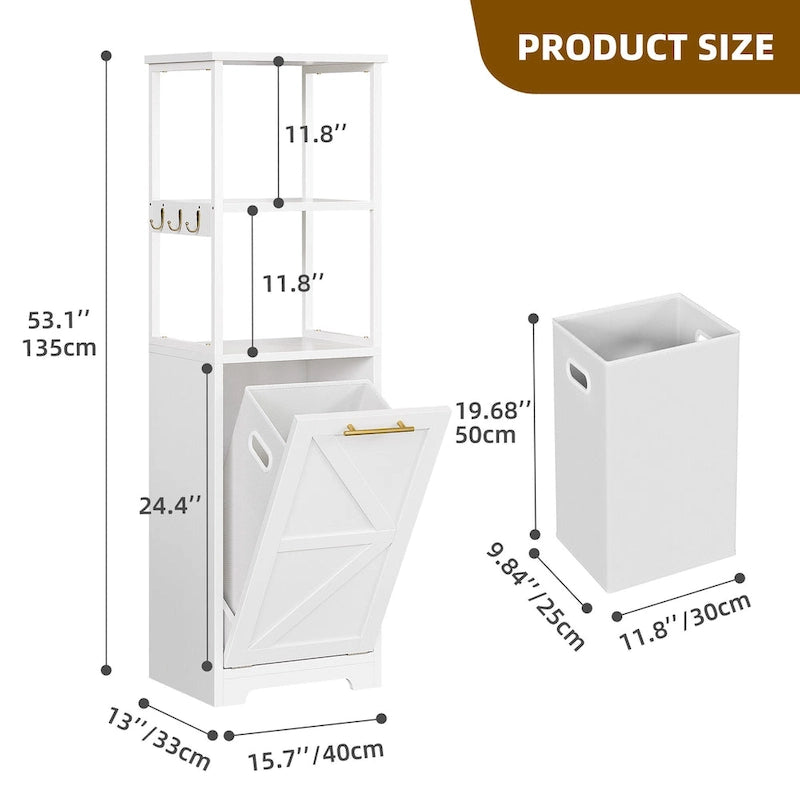 Cesto para ropa con apertura inclinable de 3 niveles, armario estantería de almacenamiento para baño